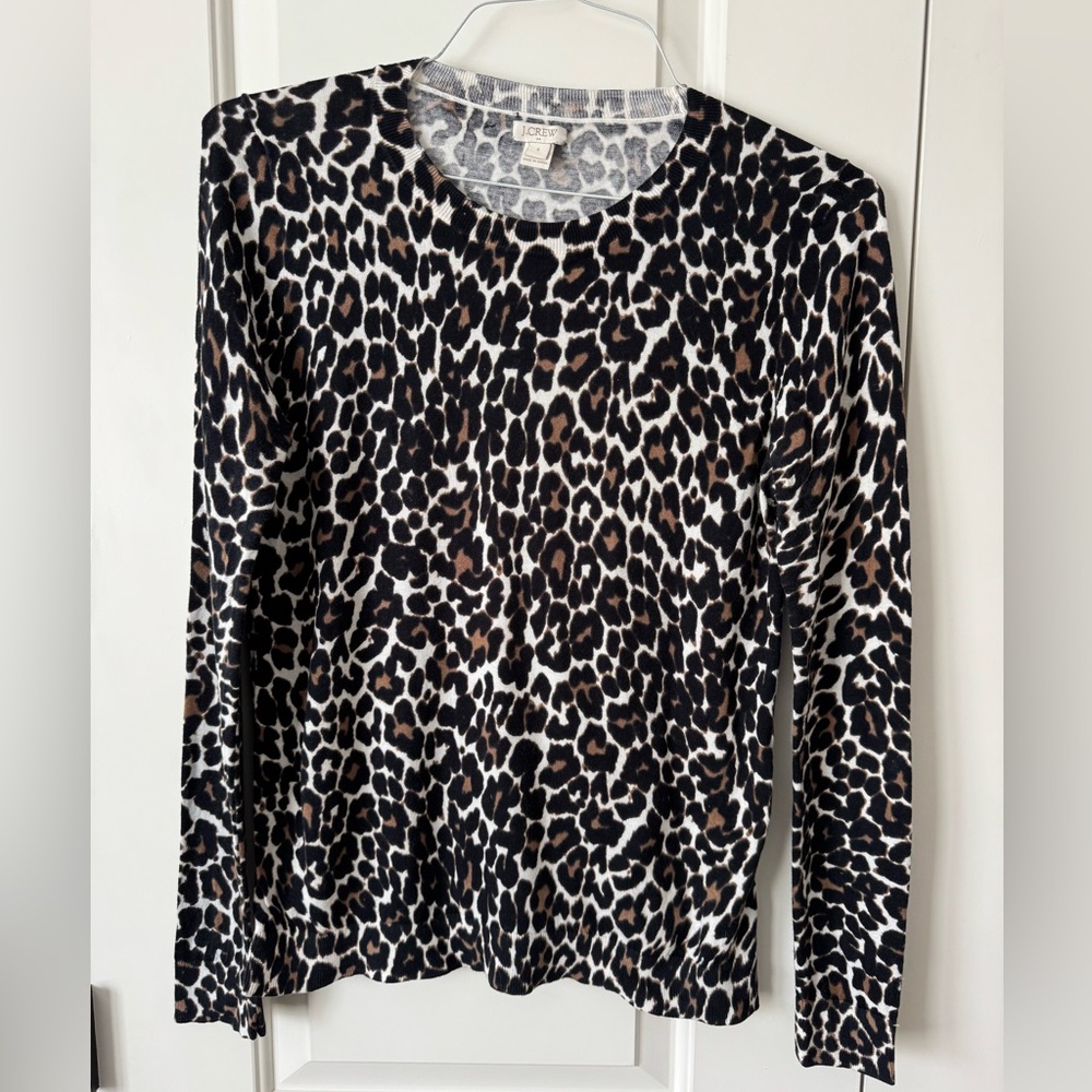 J. Crew Animal Print Long Sleeve Top - Black and Brown